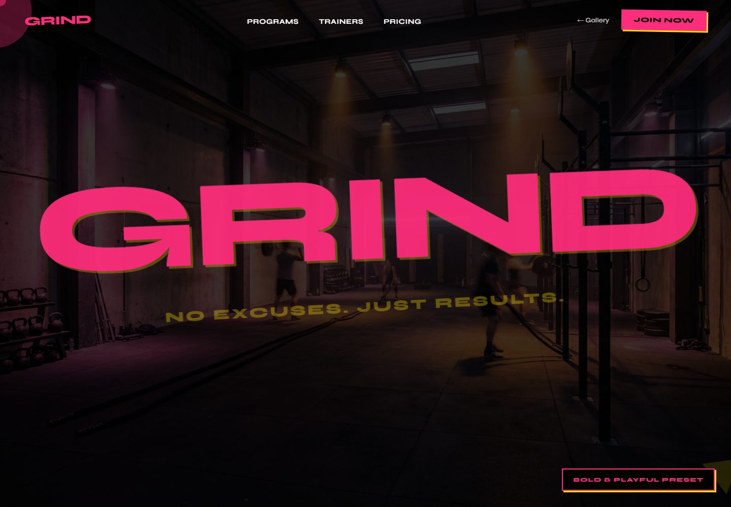 The bold, playful brand, shown through GRIND Athletics