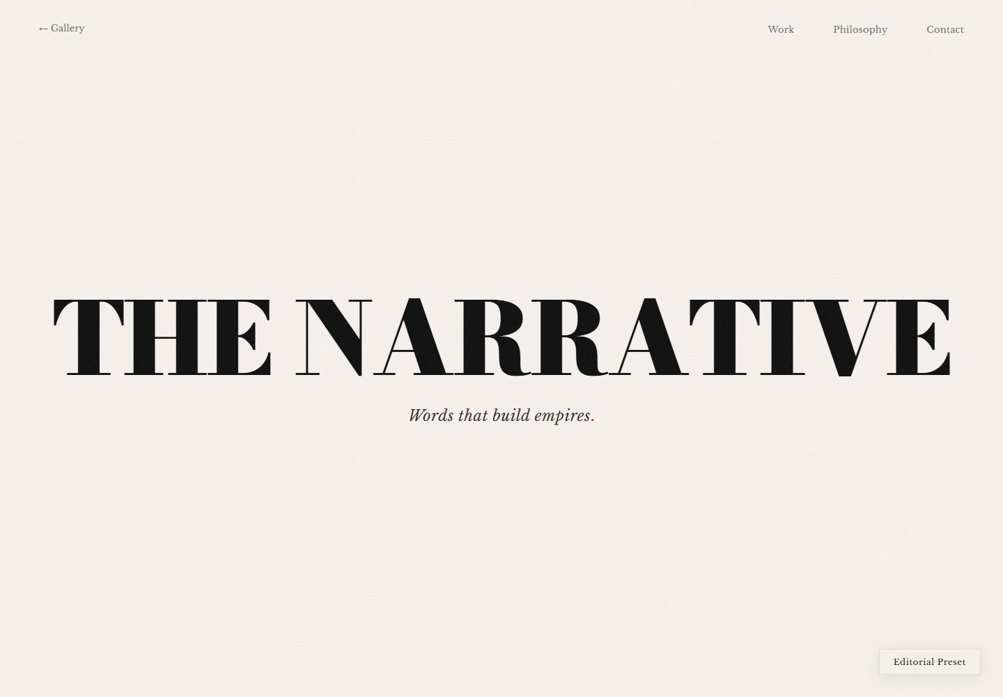 The editorial publication, shown through The Narrative