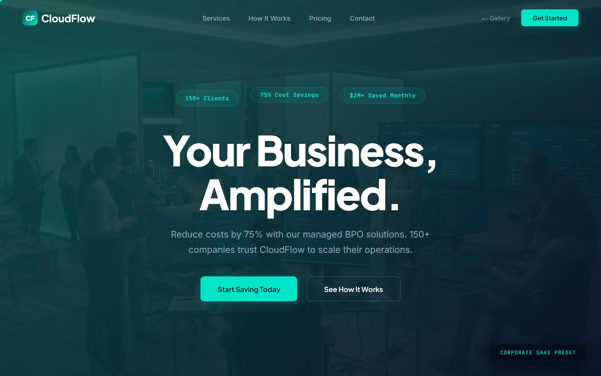 Corporate SaaS — CloudFlow website