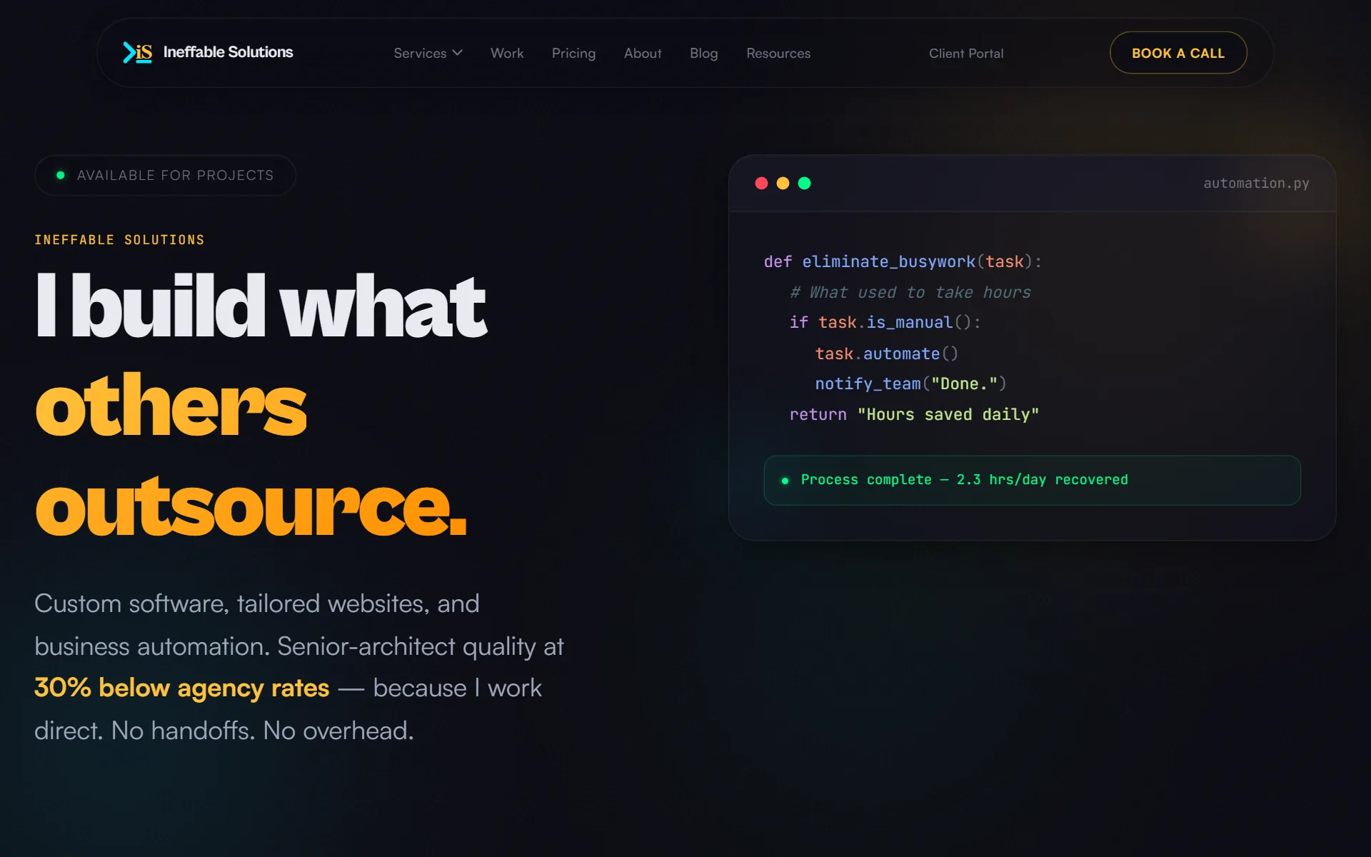 Business Site & Lead Engine — Ineffable Solutions website